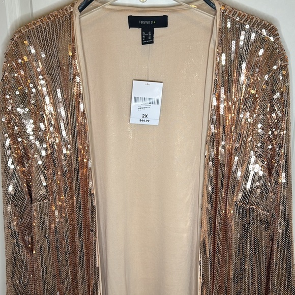 Forever 21 Gold Sequin Open Front Top - Picture 2 of 2